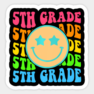 Groovy Fifth Grade Vibes Face Retro Teachers Back To School Sticker